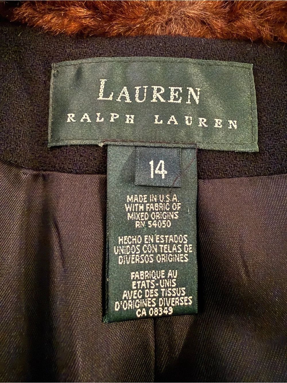 Lauren Ralph Lauren Wool Faux Fur Trim Belted Blazer - Picture 2 of 6